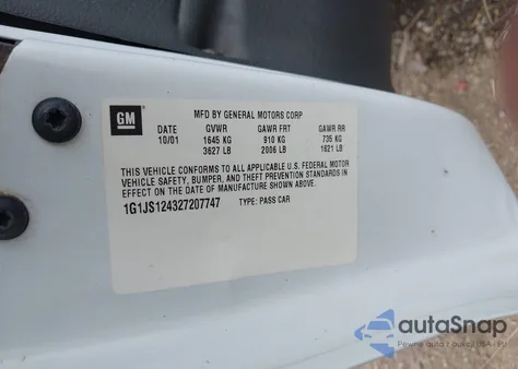 2002 Chevrolet Cavalier Ls z USA, uszkodzony, nr VIN 1G1JS124327207747